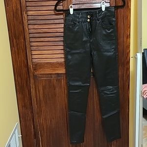 PU leather skinny pants